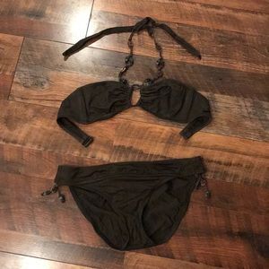 Beaded olive bikini